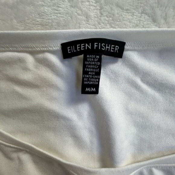 Eileen Fisher Womens White Boat Neck Long-Sleeve Top Size Medium Stretch Casual - Picture 3 of 7
